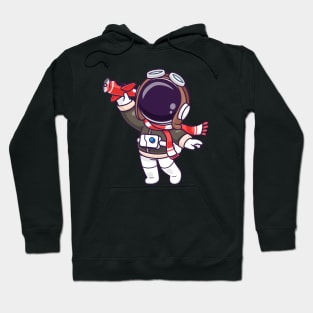 Cute Astronaut Pilot Playing Plane Toy Cartoon Hoodie